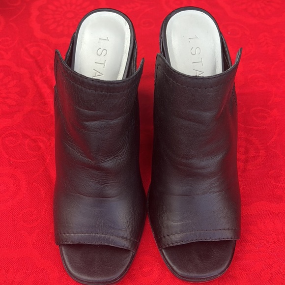 1. STATE Buttery Soft Black Leather Open Toe Chunky Block Heeled Mules - Picture 15 of 17
